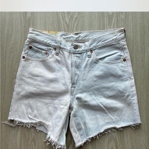 Levi's White Frayed Hem Denim Shorts